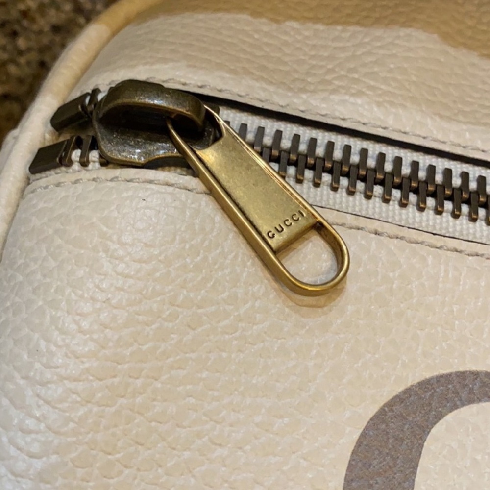 GUCCI white web stripe printed logo large leather messenger bag - Picture 10 of 11